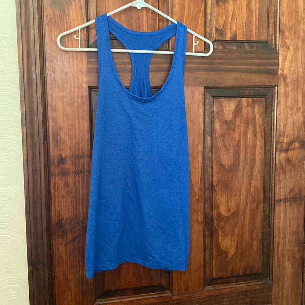 Pink brand blue workout top